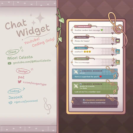 Custom Coding for Youtube Chat for Miori Celesta (design by @ssugartype)